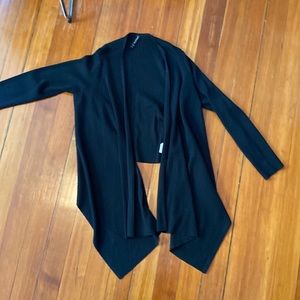 Athleta black ribbed open cardigan